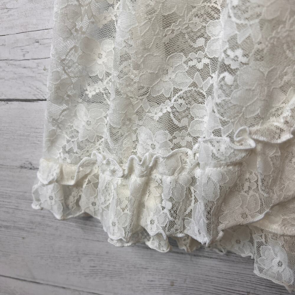 In Bloom by Jonquil Robe Womens Size Small Ivory Retro Lace Wrap Babydoll Floral - Picture 6 of 16